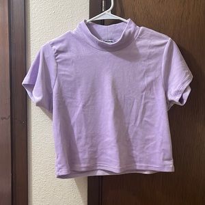 Cropped mock turtleneck velvet Lavender shirt